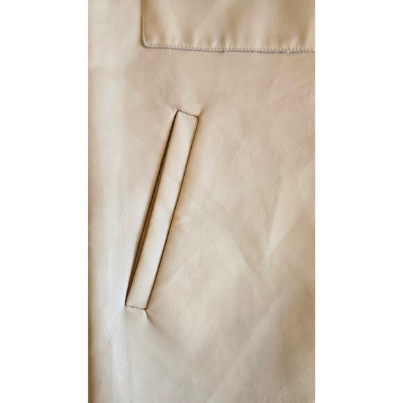 BCBGMaxAzria Faux-Leather Shirt Jacket Tan Oversized Fit Womens Sz Sm - Picture 8 of 13